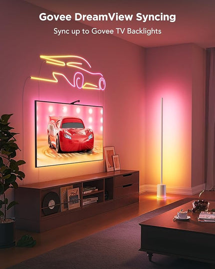 Govee Floor Lamp 2 with Matter, RGBIC, Warm Cool White LED, Alexa Compatible, 1725lm, Music Sync, Scene Modes, Smart Floor Lamp for Living Room, Bedroom, Silver(1 Pack)