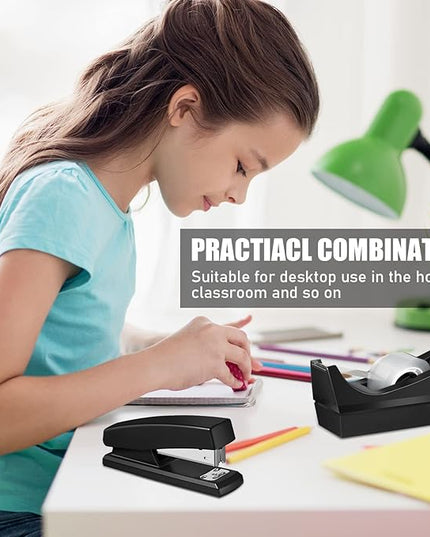 10 Pcs Tape Dispenser Staplers for Desk with Staples and White Tapes 25 Sheet Capacity School Office Stapler