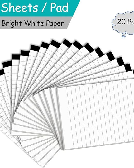 Nichela Notepads Bulk for Daily Planning and Organization of Work – 4 x 6-inches Ruled Pages – Thick Bright White Paper – 30 Pages – Note Pads College Ruled – Pack of 20