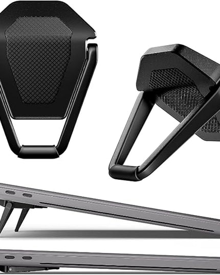 MIYKUISH Portable Invisible Laptop Stand - 2PCS zinc Alloy Laptop Mini Stand Heat Dissipation pad, Laptop Lifter Suitable for 12-20 inch Laptop (One Size Mutil Color) (Black)