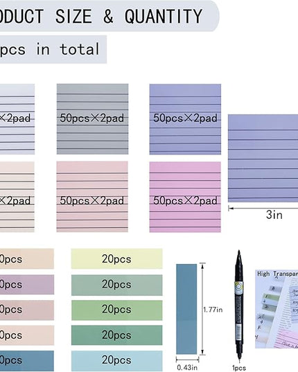 800Pcs Transparent Sticky Notes, 3"x3" Clear Sticky Notes with Lined, Waterproof Translucent Sticky Note Pads for Books Annotation, Clear Post it Notes for Bible Study, School, Office