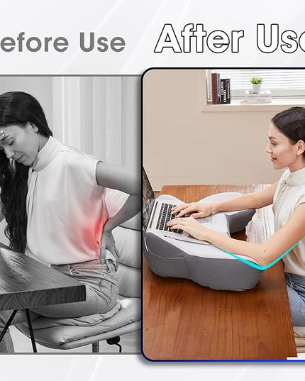 cooloo8 Lap Desk, Laptop Lap Desk Lap Desk with Cushion, Laptop Pillow for Lap, Portlands Portable Desk Pad, Gaming Pillow Work Pillow for Bed, Couch, Car(White Gray)