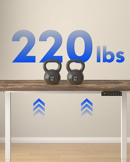 FLEXISPOT E3 Dual Motor Electric Standing Desk 55 x 28 Sit Stand Up Desk, Holds 220 lbs, Adjustable Height w/Memory Presets, One-Piece Special Walnut Desktop & White Frame, Ships in 2 Boxes