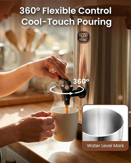Commercial Coffee Maker 45-Cup Large Coffee Urn with Percolator Coffee Pot Electric 6.9L Stainless Steel Fast Brew Hot Water Dispenser for Tea Catering Events Home Office Easy Cleaning