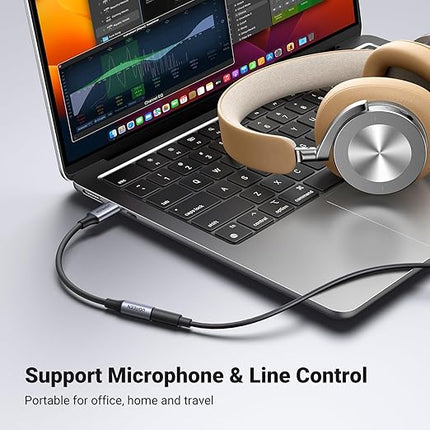 UGREEN USB C to 3.5mm Audio Adapter Type C to Headphone Aux Jack Dongle 24bit/96kHz HiFi DAC Cable Cord Compatible with iPhone 17 16 Pro Max/16 Plus, iPad, Galaxy S25 S24 Ultra, Pixel 10 Grey