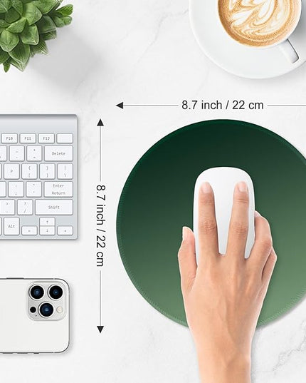 ITNRSIIET Mouse Pad Non-Slip Rubber Base Smooth Surface Stitched Edges Waterproof Durable Compatible with All Mice for Office & Gaming, Desk Accessory, Diameter 8.7 inch, Forest Gradient