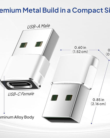 Elebase for iPhone 17 Air Pro Max Adapter,USB to USB C Adaptor 4 Pack,Type C Female to USB A Male Charger Connector for Apple 16 15 14 13,iWatch 11 10,iPad 8 8th 9 9th 10th Air 4th 5 Mini 6 Generation