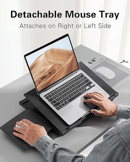 Adjustable Lap Desk - with 6 Adjustable Angles, Detachable Mouse Pad, & Dual Cushions Laptop Stand for Car Laptop Desk, Work Table, Lap Writing Board & Drawing Desk on Sofa or Bed by HUANUO