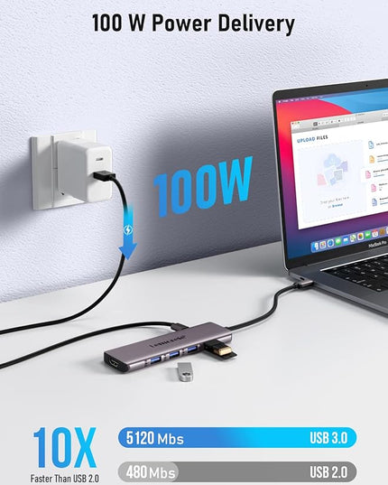 Lemorele USB C Docking Station for Laptop, 7 in 1 USB C Hub with 4K Dual HDMI, USB 3.0, 3*USB 2.0, 100W PD Suitable for MacBook Pro, Dell, HP, Surface, Lenovo Yoga