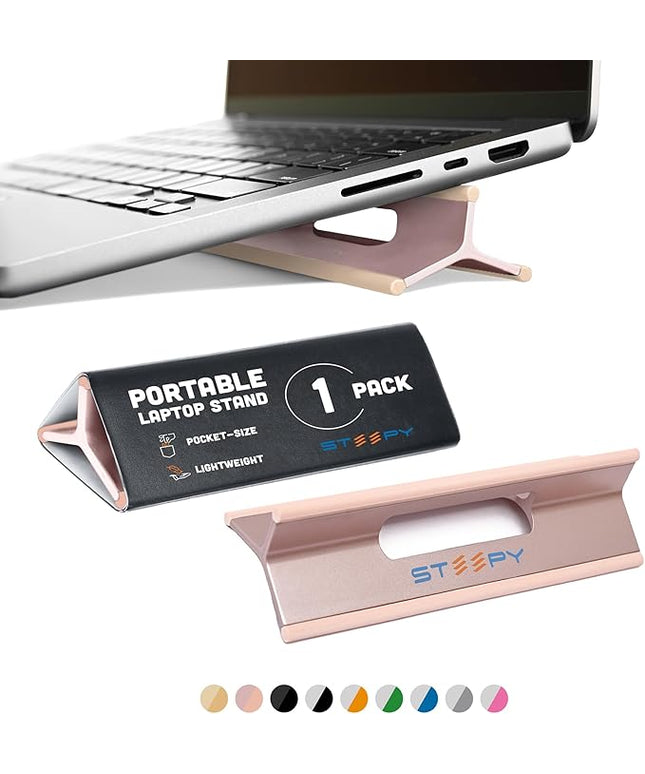 Steepy Portable Laptop Stand for Desk – Adjustable Height, & Portable Laptop Holder – Ergonomic Computer Stand for Cooling & Comfort – Slip-Proof, Sturdy Design – Universal Fit for 13-17 Inch Devices