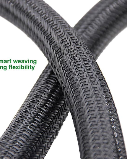 2pcs 5ft-3/4inch Black/White Cable Sleeve - Protects Cords from Pets & Organizes Wires - Modern Style - Polyester Material - Flame Retardant - Easy to Use & Cut (Black, 5ft-3/4inch)