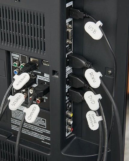 Cable Labels by Wrap-It Storage, Regular, White (36 Pack) - Write On Cord Labels, Wire Labels, Cable Tags and Wire Tags for Cable Management and Electronics, Computers. Great Stocking Stuffer