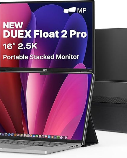 Mobile Pixels Duex Float 2.0 Pro 16" 2.5K Portable Monitor for Laptop, Built-in Kickstand & Speakers Ultra-Thin Laptop Screen Extender | USB-C & HDMI | Plug & Play for Windows, MacOS, Switch, Android