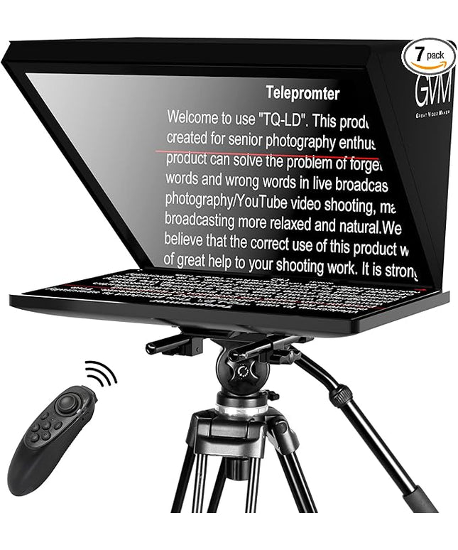 GVM Teleprompters for Digital Cameras/camcorders Portable 18.5'' Teleprompter Kit with Remote Control & App,Solid Aluminum Constructions,Colorless Spectroscope,Ultra HD Wide-Angle Lens