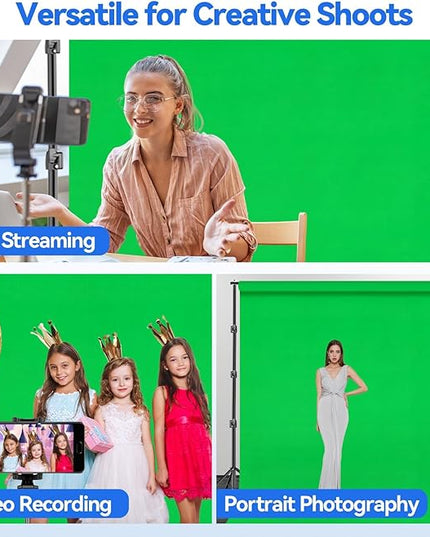 EMART 10 x 10ft Green Screen Backdrop Kit with Tripod Stand, Photography Background Support System with 10 x 15ft 100% Cotton Muslin Chromakey Backdrop for Photo Studio, Video Shooting, Live Streaming