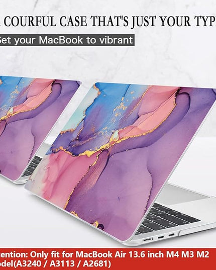 CISSOOK Compatible with MacBook Air 13.6 inch Case 2025 2024 2022 Release M4 M3 M2 Chip, Marble Plastic Hard Shell Case Keyboard Cover for MacBook Air 13.6 inch A3240 A3113 A2681, Purple Marble