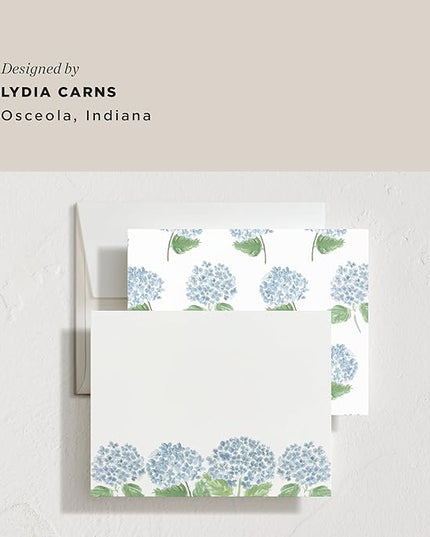 Minted Hydrangea Love Stationery Cards, 10 Count, Blank Cards and Envelopes For Thank You Notes, Invitations & Handwritten Messages, Note Cards & Stationery Set, Gifts for Women, Blue Color Theme
