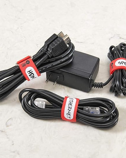 Wrap-It Storage Cinch-Straps, 5-in (20-Pack) Black - Hook and Loop Strap with Write on Label for Easy Cord Identification and Cable Management