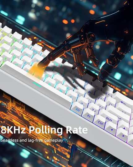 Mer68 LITE Wired 68 Keys, Magnetic Switch Mechanical Keyboard, 8KHZ Polling Rate/Latency As 0.125MS/64KHZ All Keys Scan Rate/ARGB, Hot Swappable Gaming Keyboard(White)