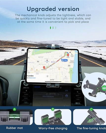 FANAUE Tablet Holder for Car with Ball Head, Lightweight Design, 360 Rotatable Ipad Mount - for Your Windshield, Dashboard, or Desk,Compatible with All 8"-12.9" Tablets (iPad mini, iPad Pro 12.9)