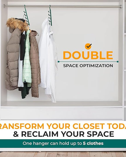 CraftyCrocodile Space Saving Hangers for Clothes - 8 in Pack, Heavy Duty Plastic, Multi Closet Space Savers for Shirts, Pants, Jeans, Sweaters - Hanger Organizer Space Saver