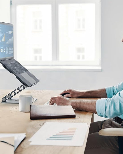 j5create Multi-Angle Aluminum Laptop Stand, Ergonomic Notebook Riser, Suitable for MacBook, Dell, HP, Lenovo, Fits Most laptops up to 16" (JTS127)