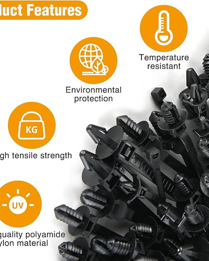 GOOACC Push Mount Cable Zip Ties Heavy Duty Nylon Push Mount 4 Popular Sizes Self Locking Cable Strap Assortment for Indoor Outdoor Wire Tying Construction Auto ect. -120 Pcs