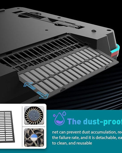 IETS GT500 Powerful Turbo-Fan (5000 RPM) RGB Laptop Cooling Pad with Infinitely Variable Speed,Seal Foam for Rapid Cooling Gaming Laptop,Dust Filter for Protect Laptop,13-17.3inch Laptop Cooler