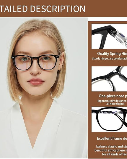 Henotin 3-Pack Blue Light Blocking Reading Glasses,Spring Hinge Computer Readers for Men Women,Anti UV Ray Filter Eyeglasses (Mixed Color-2, 2.75, Diopters)