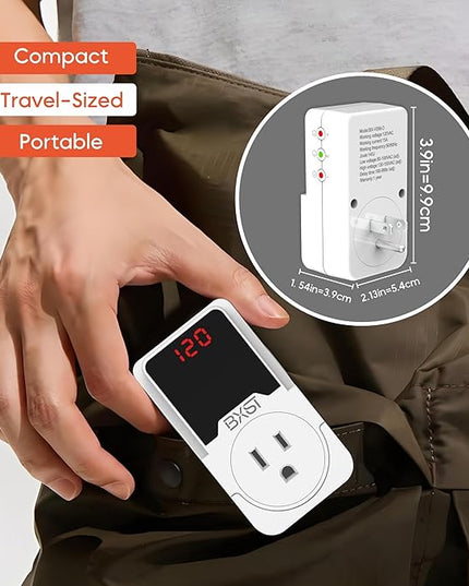 BXST 140J Surge Protector Voltage Protector One Outlet Plug Surge Protector for Refrigerator/Air-Conditioner/Fridge, Home/Office/Travel Portable LED Display Screen, Adjustable,120V, 15A, 1800W