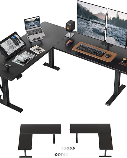 FEZIBO 75 * 63 L Shaped Standing Desk, Electric Height Adjustable L Shaped Desk, Suitable for Home Office, Black