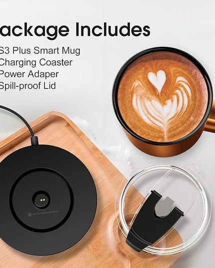Vsitoo S3 Plus 14oz Heated Coffee Mug - Temperature Control Smart Mug with Mug Warmer, Auto-Sensing AI Heats Drinks to 120-150°F Hands-Free.Ideal for Home/Office/Gifts，Copper