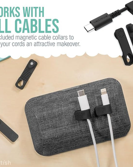 Smartish® Magnetic Cord Holder - Bigger Cable Wrangler Stocking Stuffer Organizer with Magnet Clips for Charger Management on Desktop, Nightstand - Holds 6+ Cables - No. 2 Pencil Gray