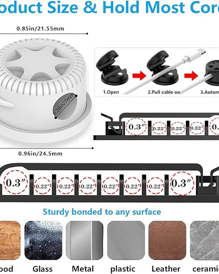 ELII 328Pcs Cable Management Kit, 8 Magnetic Cable Clips,69Adhesive Cable Holder,4 Cable Sleeve Split,22Reusable Cable Strap,200 Nylon Cable Zip Ties with 25 Mounts TV Home(White)