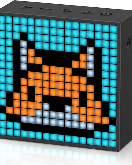 Divoom TimeBox Evo -- Pixel Art Bluetooth Speaker with 16x16 LED Display APP Control - Cool Animation Frame & Gaming Room Setup & Bedside Alarm Clock- Black