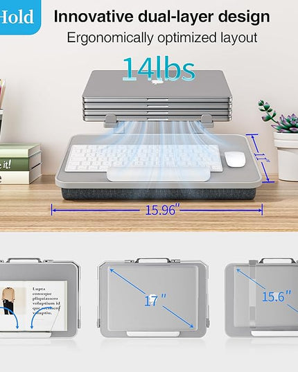 V-Hold Laptop Lap Desk, Portable Laptop Desk for Bed, FIts up to 17" Laptops & MacBook, Lightweight Lap Tray Table with Pillow Cushion for Bed & Couch