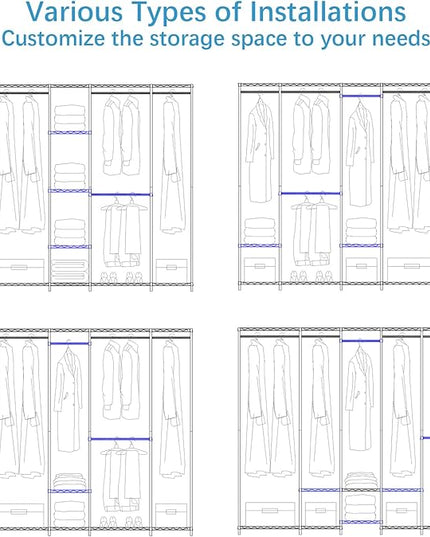 VIPEK V50 Extra Large Portable Closet Rack Bedroom Armoire Freestanding Wardrobe Closet, Heavy Duty Clothes Rack Multi-Functional Metal Clothing Rack for Hanging Clothes, Max Load 1300lbs, Gold
