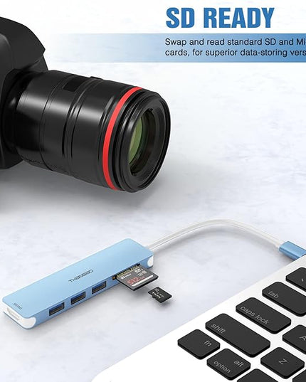 USB C Hub Multiport Adapter, 7 in 1 Portable Dongle with 4K HDMI Output, 3 USB 3.0 Ports, SD/TF Card Reader Compatible for MacBook Pro, XPS, and More