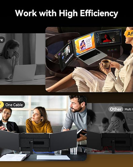 14" Laptop Triple Screen Extender Portable, One Cable Connection Laptop Monitor FHD 1080P IPS, Ultra Thin Dual Monitor for 13-17" Laptops, Plug & Play Compatiable with Win/Mac/Chrome/Android/Switch