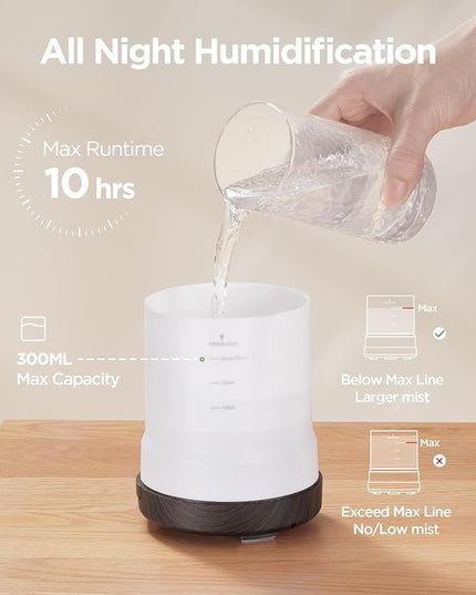 InnoGear 300ML Essential Oil Diffuser, Premium 5-in-1 Ultrasonic Aromatherapy Diffusers Scent Humidifier Aroma Diffuser Vaporizer Auto-Off Timer for Room Office Home, Brown, Medium