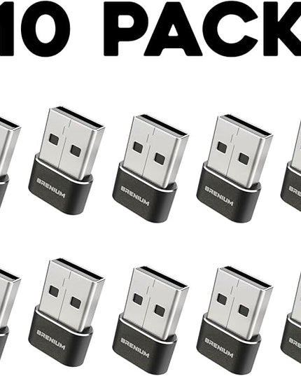 USB to USB C Adapter 10-Pack, Charger Converter for iPhone 14, Samsung Galaxy, iPad, Apple Watch, Type-C Female to A Male (USB-A to USB-C)
