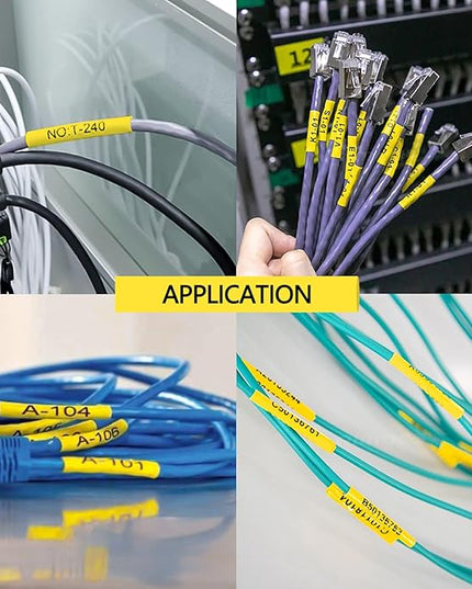 2 Pack Compatible for Dymo Heat Shrink Tube Label 18056 12mm 1/2 inch Black on Yellow Tape for Cables Wires use in Rhino 4200 5200 5000 6000 Industrial Label Maker