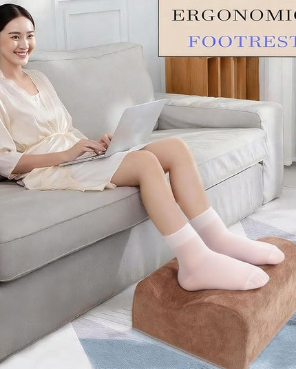 Foot Rest for Under Desk at Work, Ergonomic Under Desk Footrest with Washable Cover, Memory Foam Foot Stool for Office Chair & Gaming Chair, Back & Hip Pain Relief, Brown