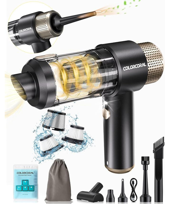 ColorCoral Mini Vacuum Cleaner Portable Cordless Keyboard Cleaner Powerful Suction Handheld Vacuum &Computer Air Duster for Office Desktop Laptop Keyboard Car and Home Cleaning