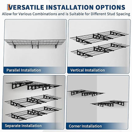 Garvee 2 Pack 2x6 ft Garage Storage Shelving Wall Mounted, 24 in-by-72 Wall Shelf Garage Storage Rack Floating Shelves, Wall Shelves Storage Garage for Warehouse,Tool Room,Kitchen Laundry,Garage ﻿