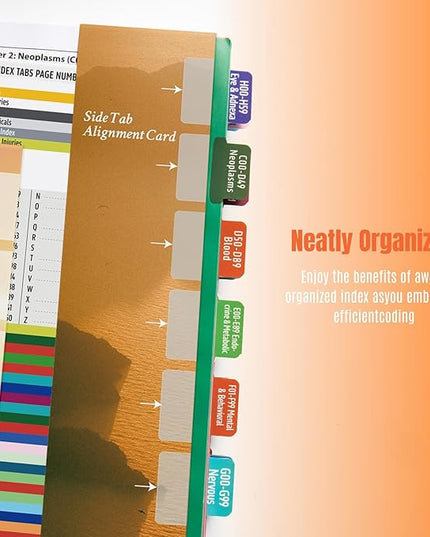 Index Tabs for ICD-10-CM 2026 Expert Codebook (AAPC Version) – Compelet Laminated Navigation Set, with Clear Guide & Color-Coded with Alignment Guide