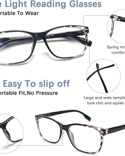 CLASAGA Progressive Multifocus Reading Glasses for Women, Pattern Print Blue Light Block Stylish Ladies Computer Readers