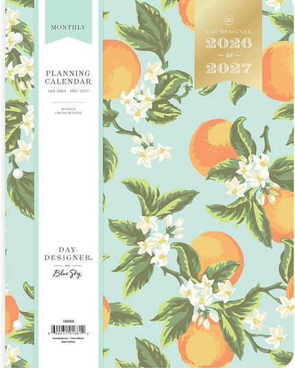 Blue Sky Day Designer 24 Month 2026 Monthly Planner Calendar, January 2026 - December 2027, 8.5" x 11", Flexible Cover, Stapled Binding, Orange Blossom Mint