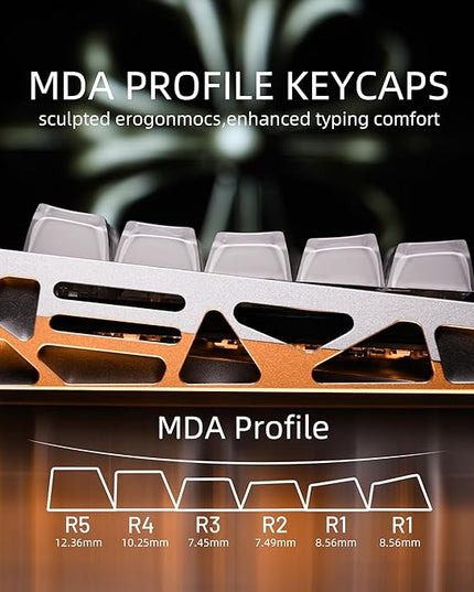 OHY XVX Jelly R2 Side-Printed Translucent MDA Profile Keycap Set, 122 Keys Double Shot PC+ABS Keycaps for MX Switches & ANSI Layout Mechanical Keyboards-White