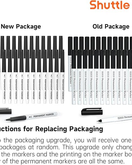 Shuttle Art Permanent Marker, 30 Pack Ultra Fine Point Black Permanent Marker set, Works on Plastic,Wood,Stone,Metal and Glass for Doodling, Marking